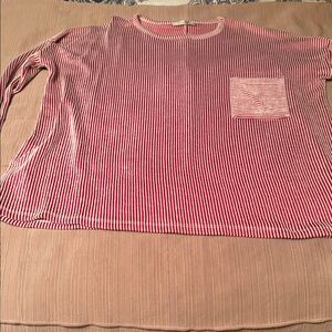 Zenana Outfitters Red Striped Blouse